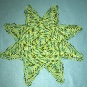 CROCHETED star shape doily handmade different shades of greens size 26 diameter